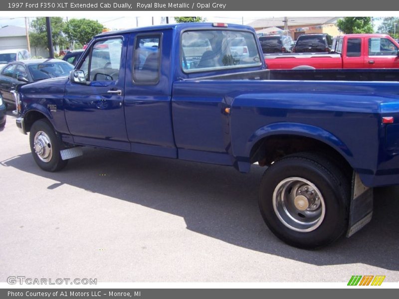 Royal Blue Metallic / Opal Grey 1997 Ford F350 XLT Extended Cab Dually