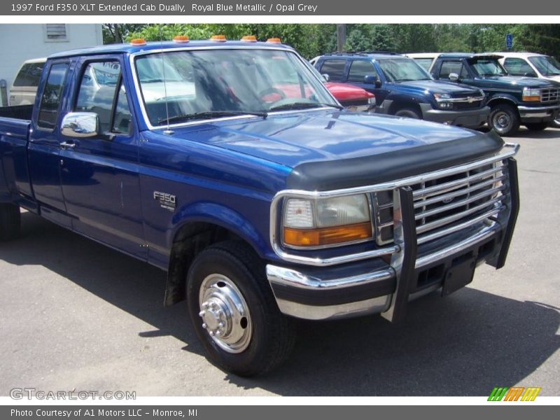 Royal Blue Metallic / Opal Grey 1997 Ford F350 XLT Extended Cab Dually