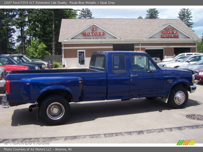 Royal Blue Metallic / Opal Grey 1997 Ford F350 XLT Extended Cab Dually