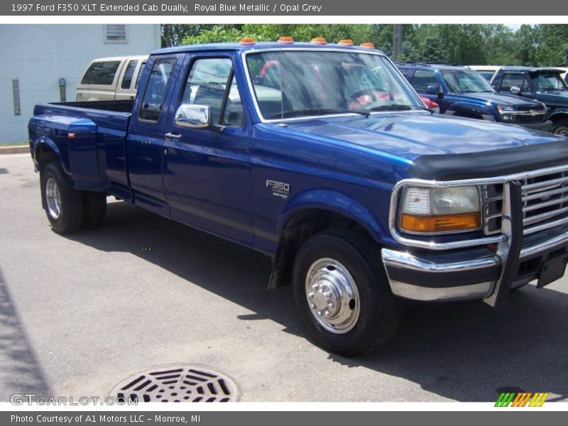 Royal Blue Metallic / Opal Grey 1997 Ford F350 XLT Extended Cab Dually