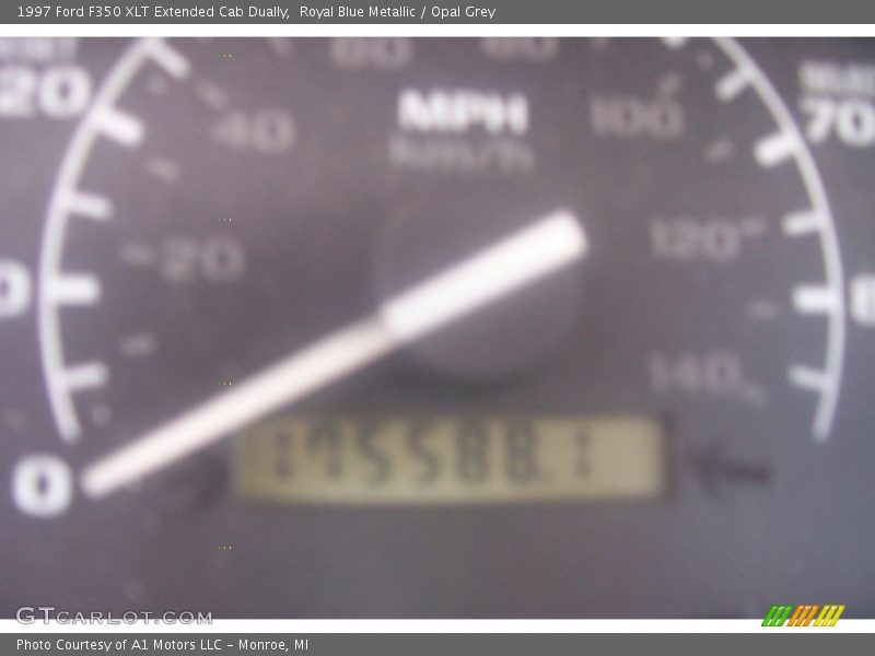 Royal Blue Metallic / Opal Grey 1997 Ford F350 XLT Extended Cab Dually