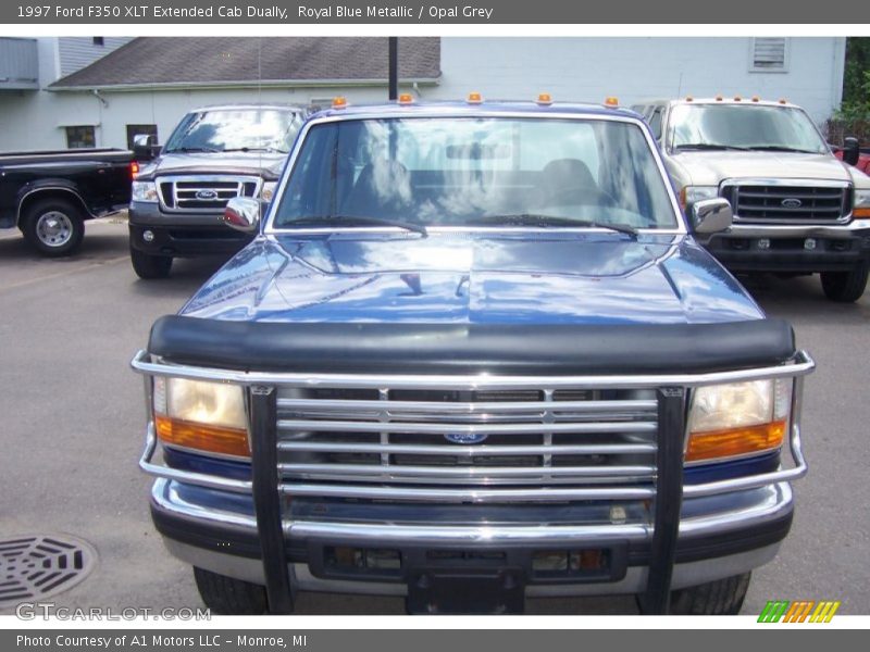 Royal Blue Metallic / Opal Grey 1997 Ford F350 XLT Extended Cab Dually