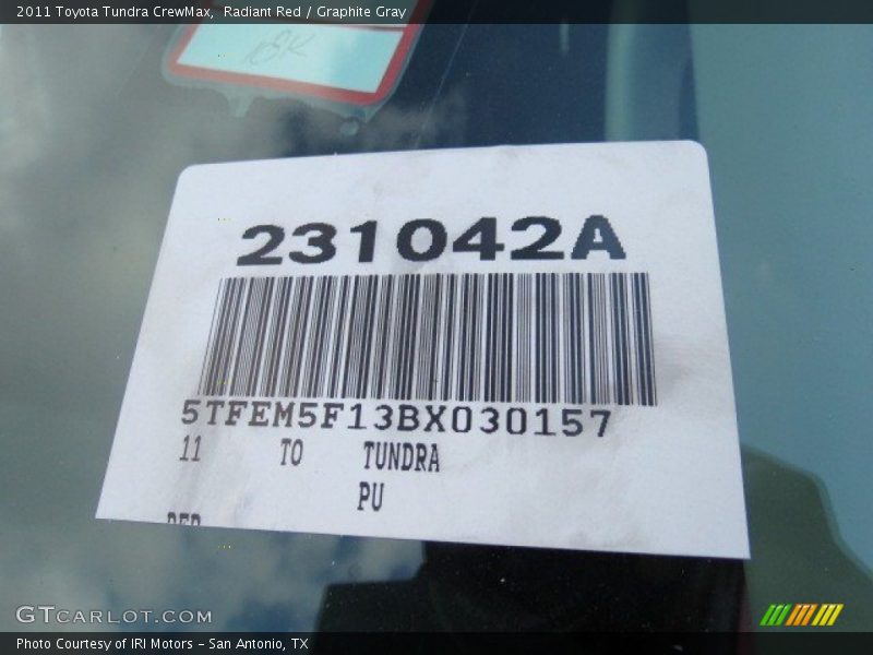 Radiant Red / Graphite Gray 2011 Toyota Tundra CrewMax