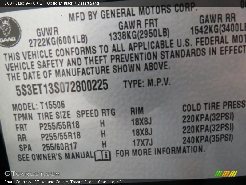 Obsidian Black / Desert Sand 2007 Saab 9-7X 4.2i
