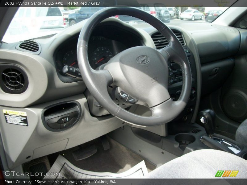 Merlot Red / Gray 2003 Hyundai Santa Fe GLS 4WD