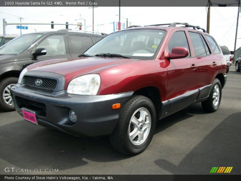 Merlot Red / Gray 2003 Hyundai Santa Fe GLS 4WD