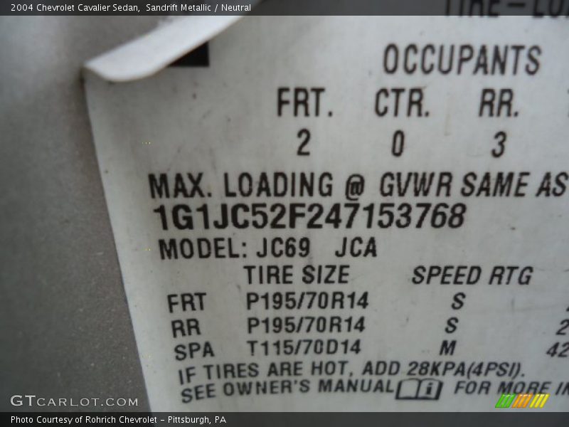 Sandrift Metallic / Neutral 2004 Chevrolet Cavalier Sedan