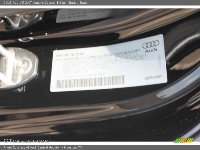 Brilliant Black / Black 2013 Audi A5 2.0T quattro Coupe