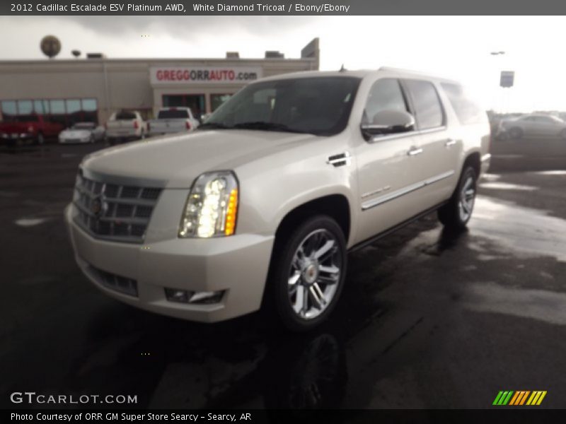 White Diamond Tricoat / Ebony/Ebony 2012 Cadillac Escalade ESV Platinum AWD