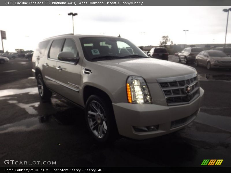 White Diamond Tricoat / Ebony/Ebony 2012 Cadillac Escalade ESV Platinum AWD