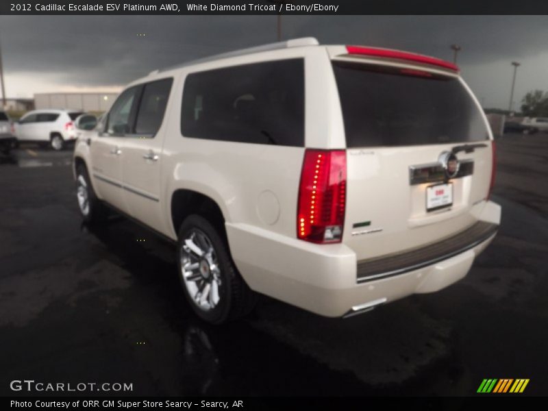 White Diamond Tricoat / Ebony/Ebony 2012 Cadillac Escalade ESV Platinum AWD