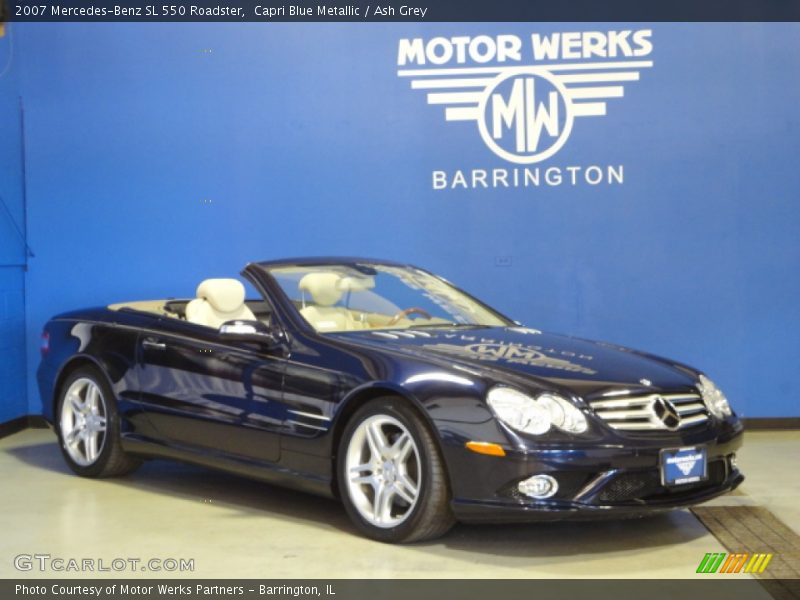 Capri Blue Metallic / Ash Grey 2007 Mercedes-Benz SL 550 Roadster