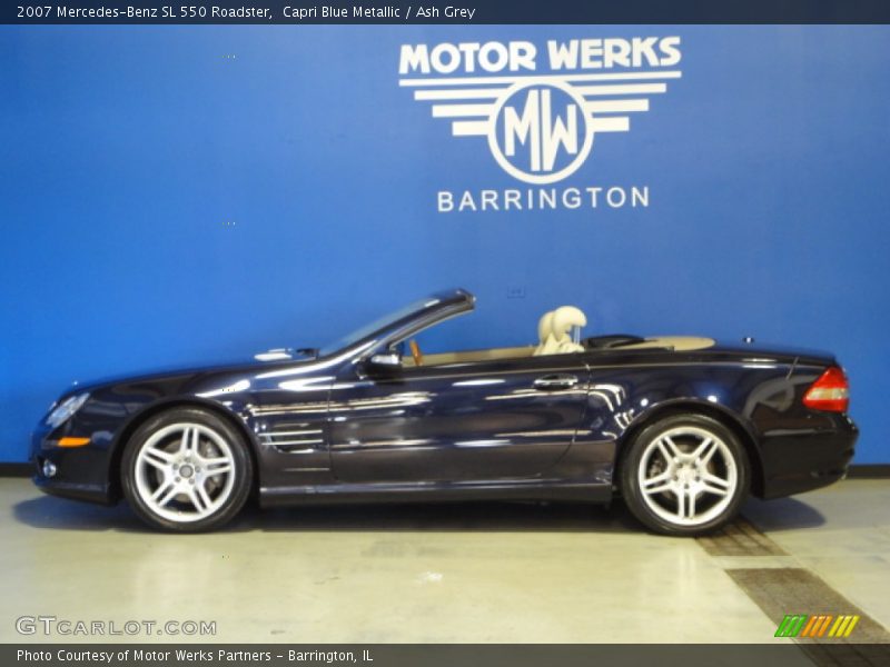 Capri Blue Metallic / Ash Grey 2007 Mercedes-Benz SL 550 Roadster