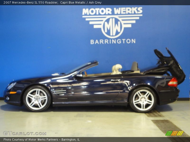 Capri Blue Metallic / Ash Grey 2007 Mercedes-Benz SL 550 Roadster