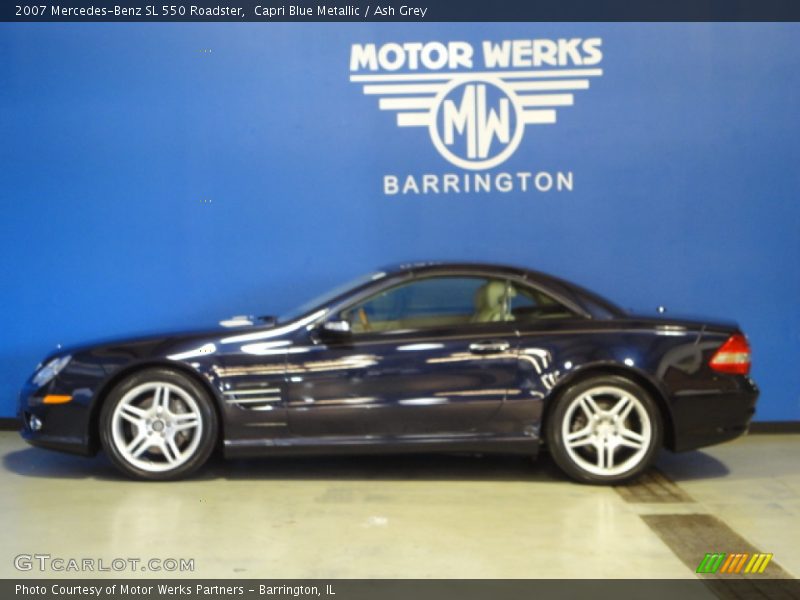 Capri Blue Metallic / Ash Grey 2007 Mercedes-Benz SL 550 Roadster