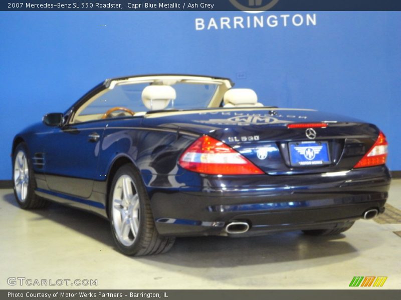 Capri Blue Metallic / Ash Grey 2007 Mercedes-Benz SL 550 Roadster