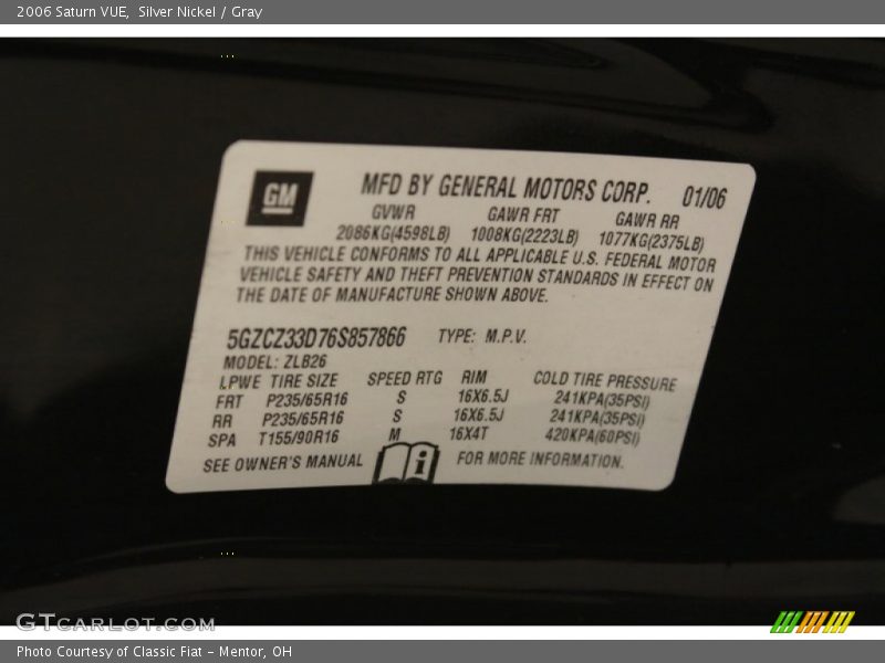 Silver Nickel / Gray 2006 Saturn VUE