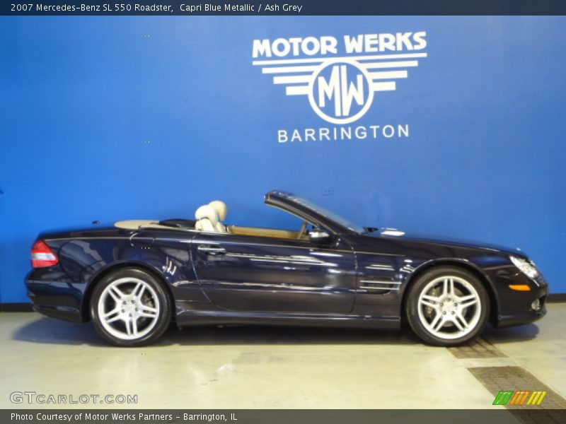 Capri Blue Metallic / Ash Grey 2007 Mercedes-Benz SL 550 Roadster