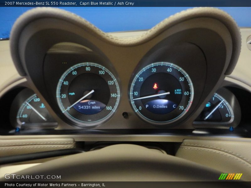 Capri Blue Metallic / Ash Grey 2007 Mercedes-Benz SL 550 Roadster
