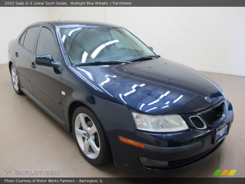 Midnight Blue Metallic / Parchment 2003 Saab 9-3 Linear Sport Sedan