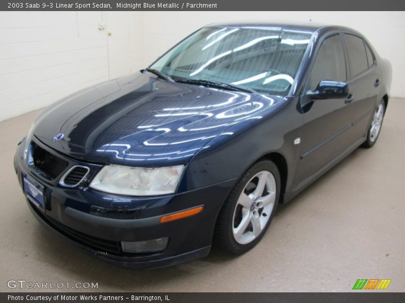 Midnight Blue Metallic / Parchment 2003 Saab 9-3 Linear Sport Sedan