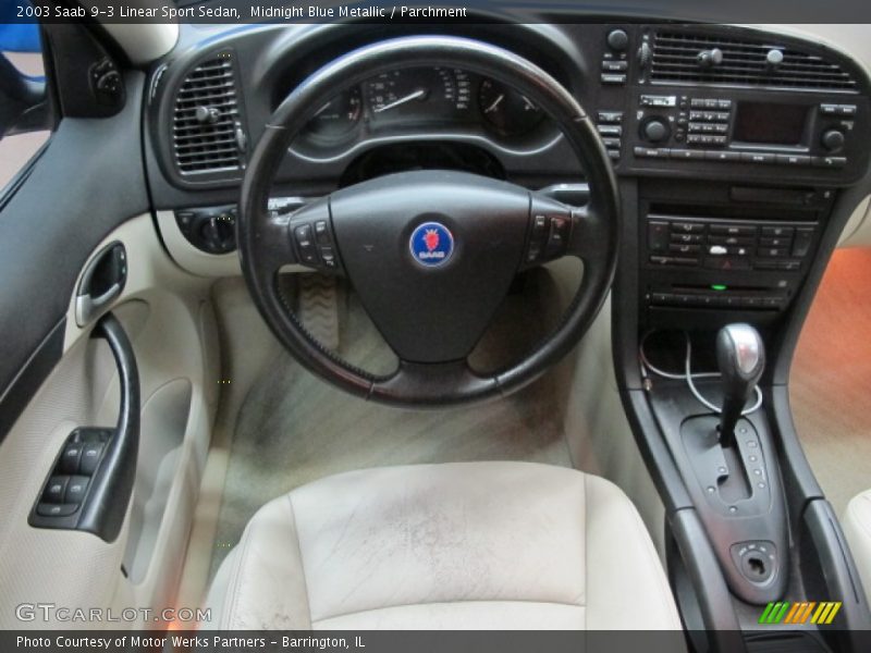 Midnight Blue Metallic / Parchment 2003 Saab 9-3 Linear Sport Sedan