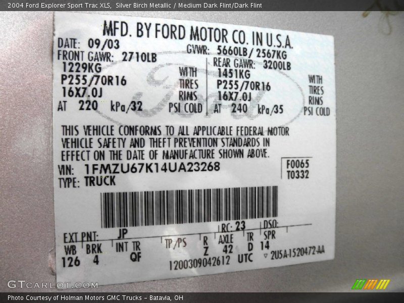 Silver Birch Metallic / Medium Dark Flint/Dark Flint 2004 Ford Explorer Sport Trac XLS