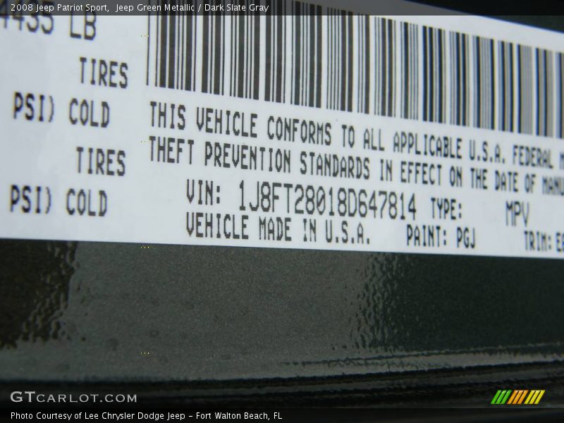 Jeep Green Metallic / Dark Slate Gray 2008 Jeep Patriot Sport