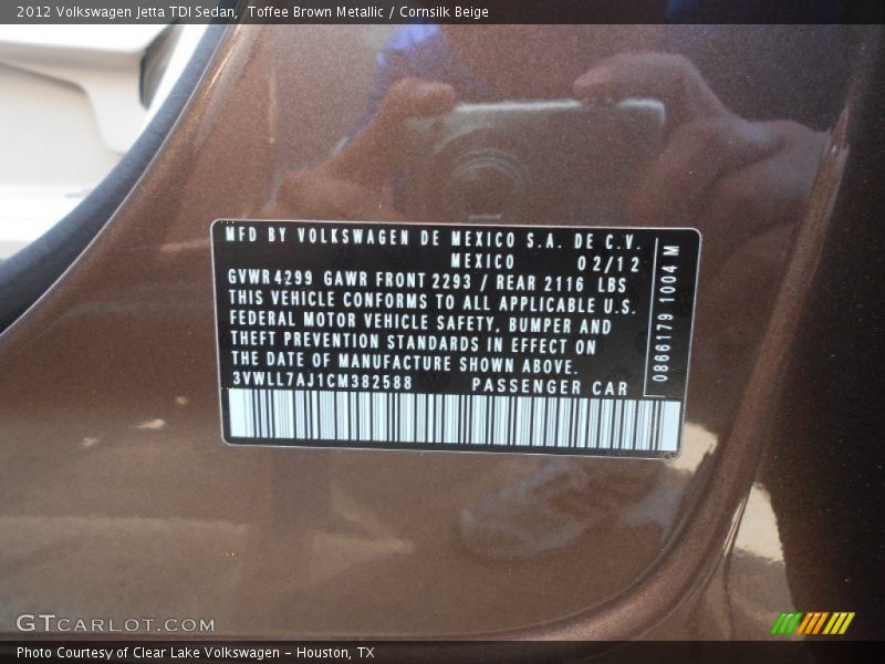 Toffee Brown Metallic / Cornsilk Beige 2012 Volkswagen Jetta TDI Sedan