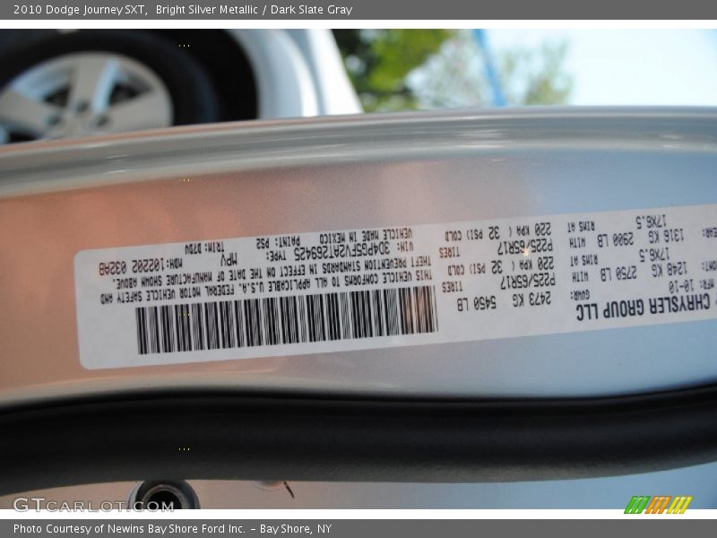 Bright Silver Metallic / Dark Slate Gray 2010 Dodge Journey SXT