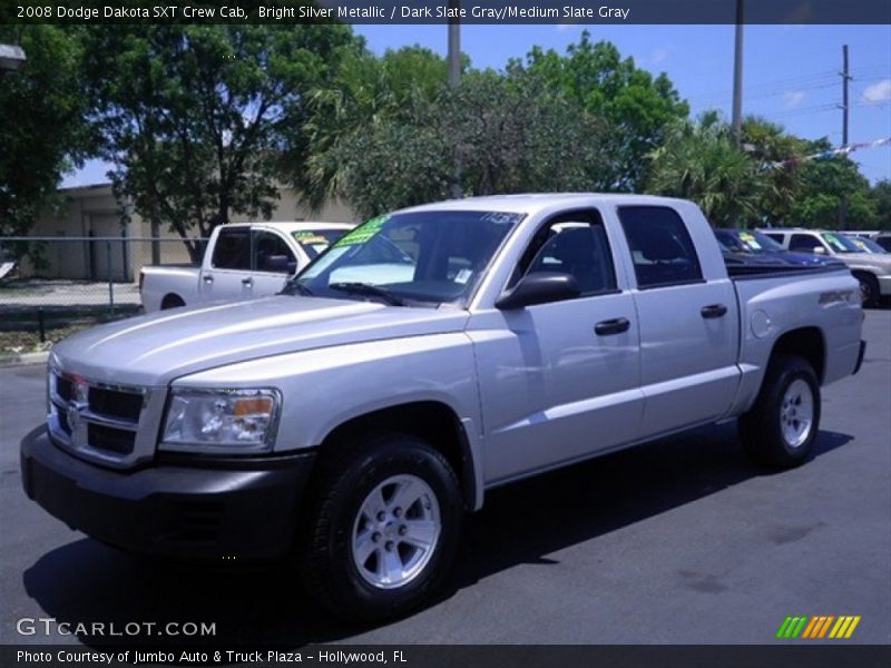 Bright Silver Metallic / Dark Slate Gray/Medium Slate Gray 2008 Dodge Dakota SXT Crew Cab
