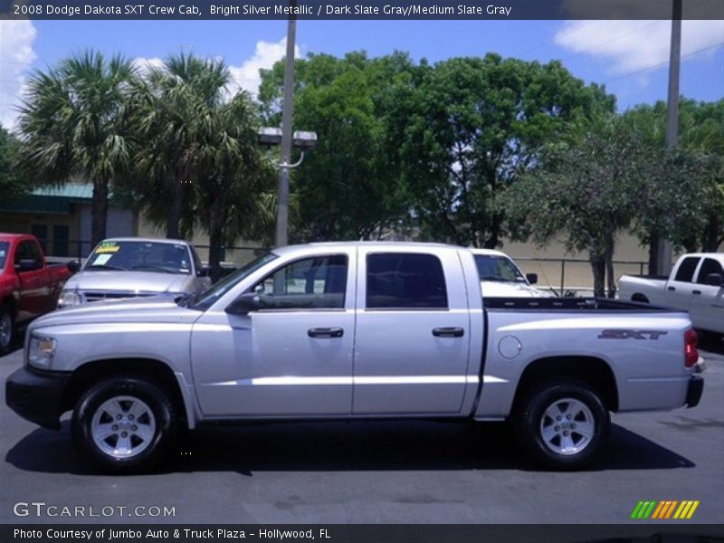 Bright Silver Metallic / Dark Slate Gray/Medium Slate Gray 2008 Dodge Dakota SXT Crew Cab