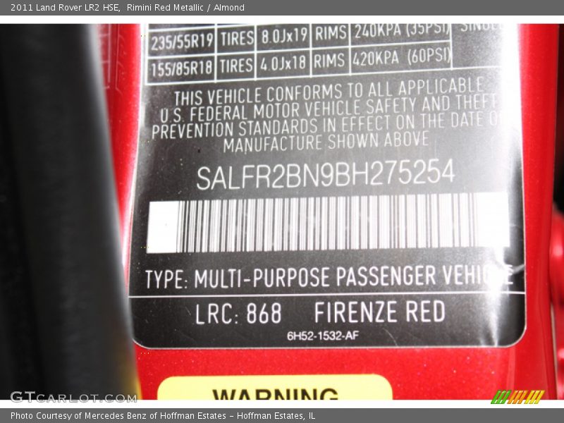 Rimini Red Metallic / Almond 2011 Land Rover LR2 HSE