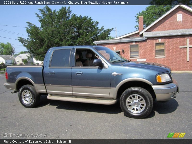 Charcoal Blue Metallic / Medium Parchment 2001 Ford F150 King Ranch SuperCrew 4x4