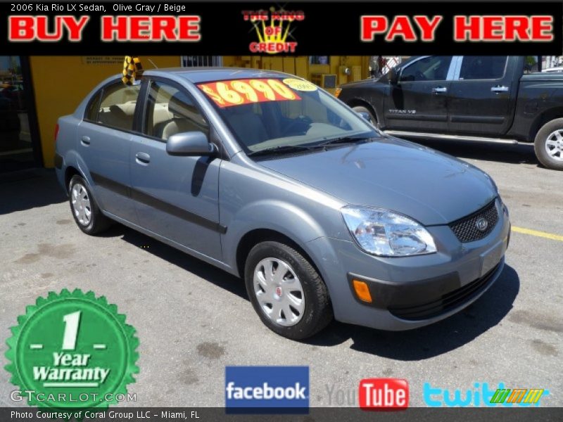 Olive Gray / Beige 2006 Kia Rio LX Sedan