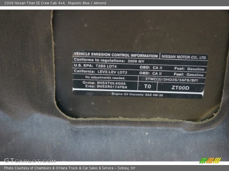 Majestic Blue / Almond 2009 Nissan Titan SE Crew Cab 4x4