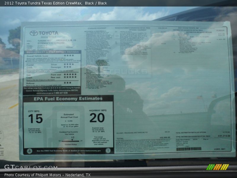  2012 Tundra Texas Edition CrewMax Window Sticker