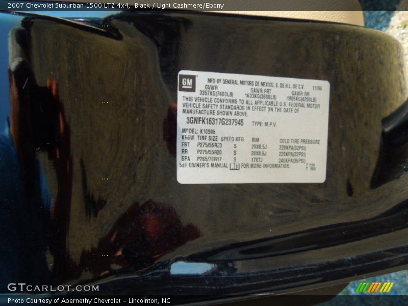 Black / Light Cashmere/Ebony 2007 Chevrolet Suburban 1500 LTZ 4x4
