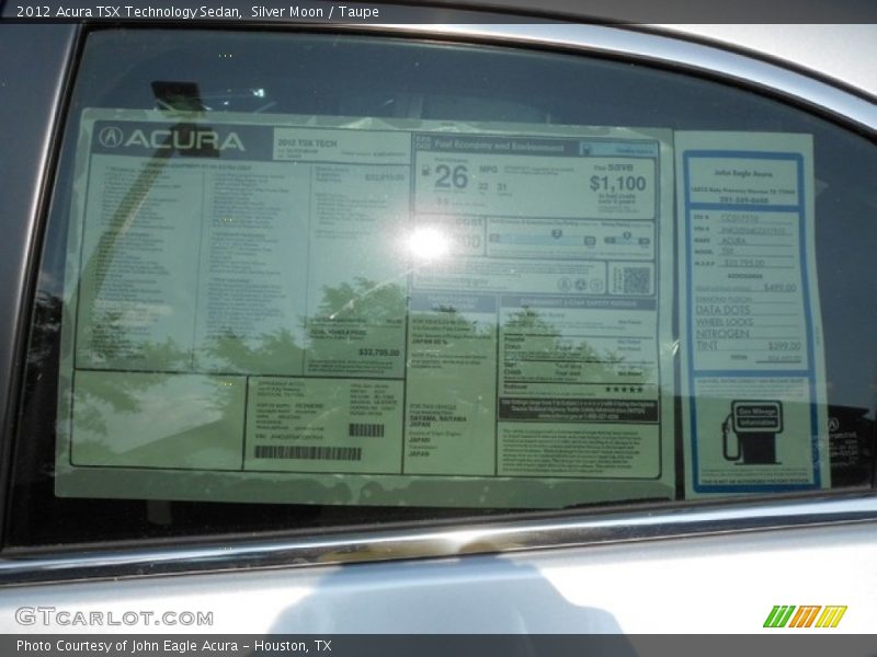 Silver Moon / Taupe 2012 Acura TSX Technology Sedan
