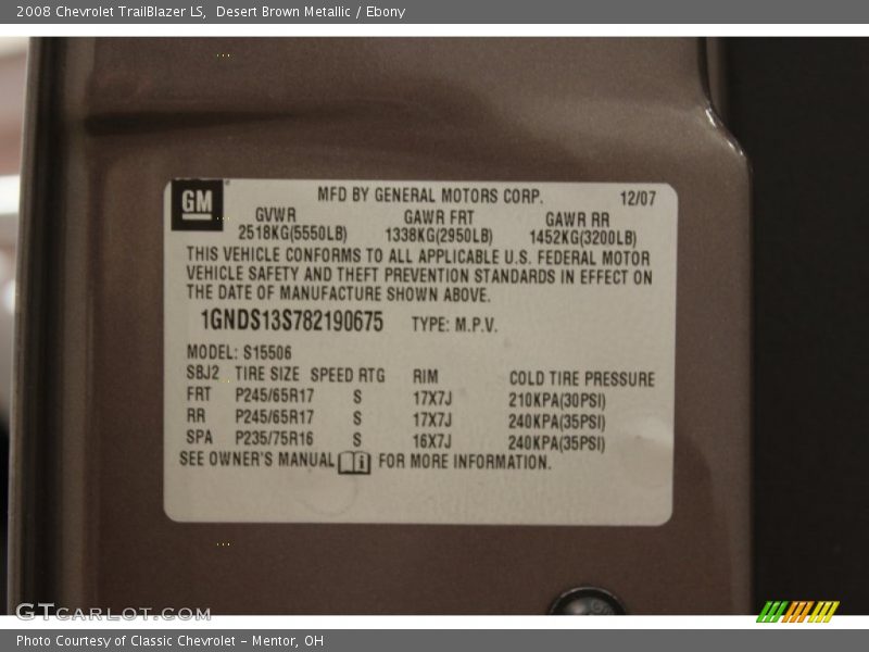 Desert Brown Metallic / Ebony 2008 Chevrolet TrailBlazer LS