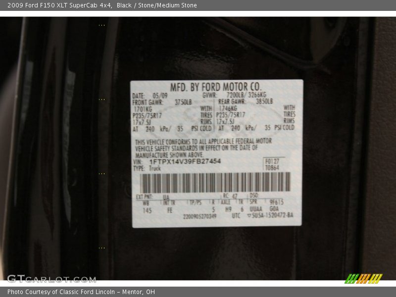 Black / Stone/Medium Stone 2009 Ford F150 XLT SuperCab 4x4