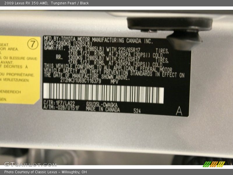 Tungsten Pearl / Black 2009 Lexus RX 350 AWD