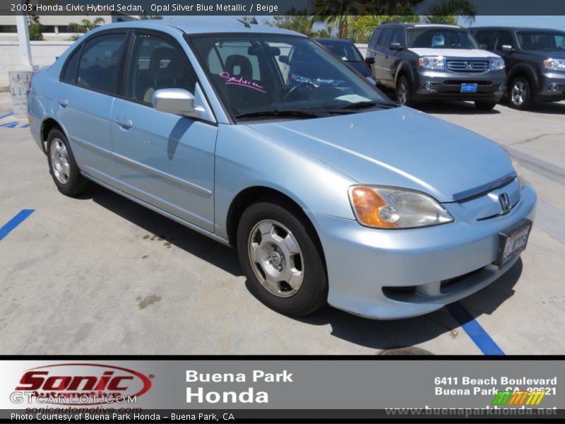 Opal Silver Blue Metallic / Beige 2003 Honda Civic Hybrid Sedan