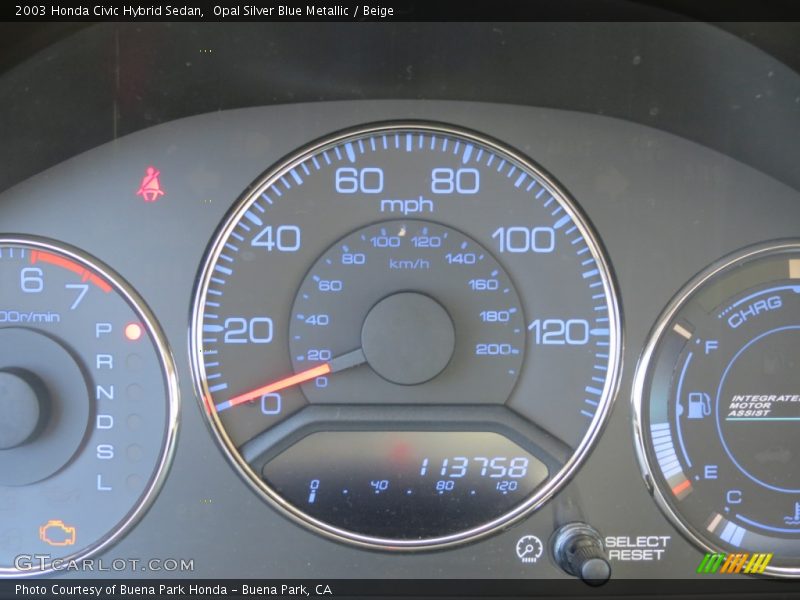 Opal Silver Blue Metallic / Beige 2003 Honda Civic Hybrid Sedan