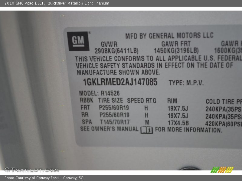 Quicksilver Metallic / Light Titanium 2010 GMC Acadia SLT