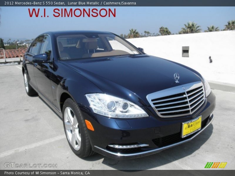 Lunar Blue Metallic / Cashmere/Savanna 2012 Mercedes-Benz S 550 Sedan