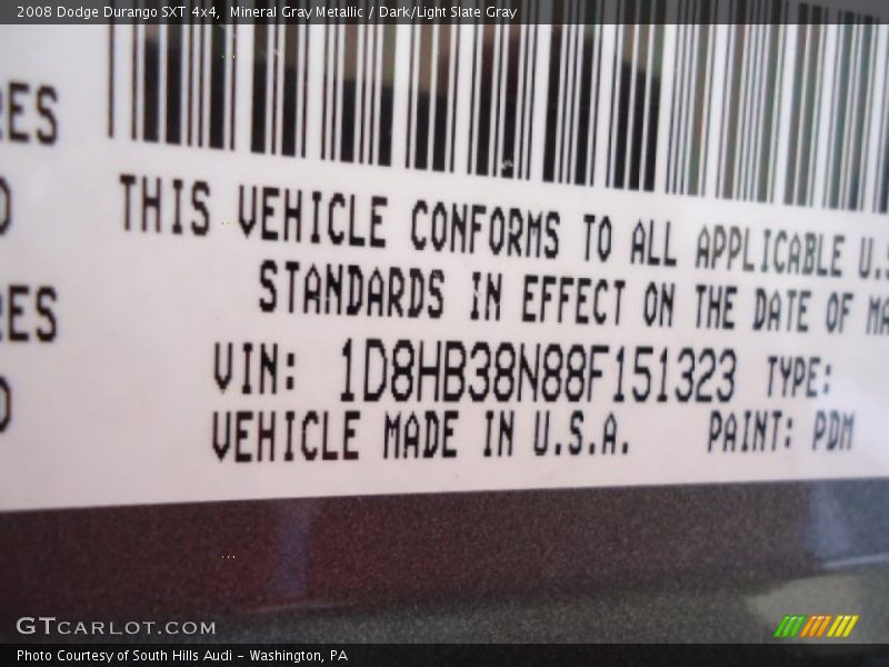 Mineral Gray Metallic / Dark/Light Slate Gray 2008 Dodge Durango SXT 4x4