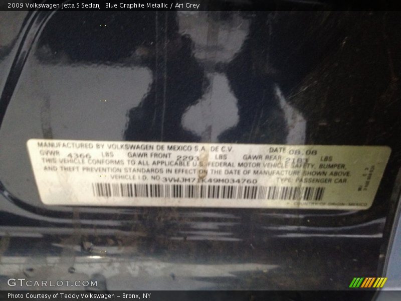 Blue Graphite Metallic / Art Grey 2009 Volkswagen Jetta S Sedan