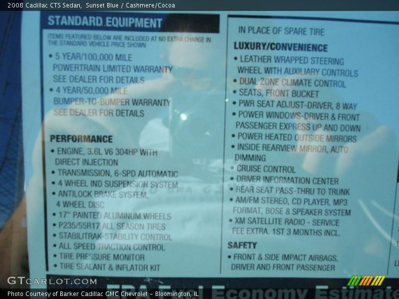 Sunset Blue / Cashmere/Cocoa 2008 Cadillac CTS Sedan