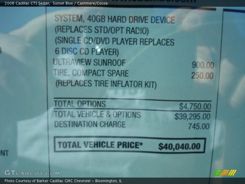 Sunset Blue / Cashmere/Cocoa 2008 Cadillac CTS Sedan